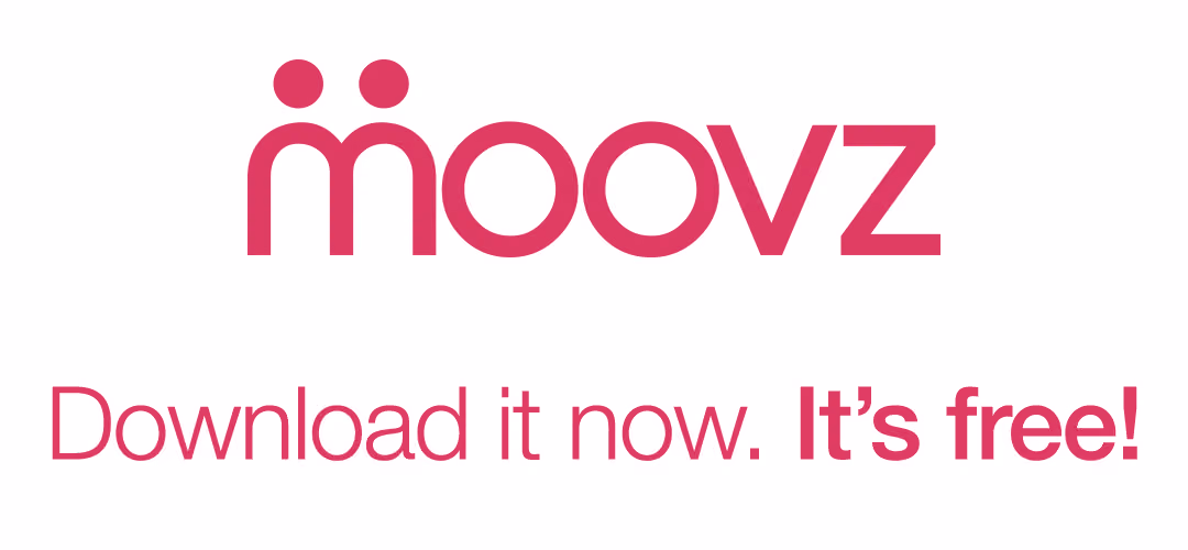 Moovz logo with the tagline “Download it now. It's free!”