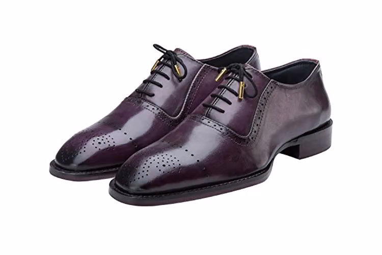 Lethato handcrafted leather wingtip brogue oxford dress shoe