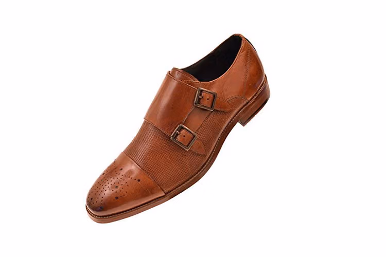 Asher Green men's calf leather cap toe double monk strap dress shoe