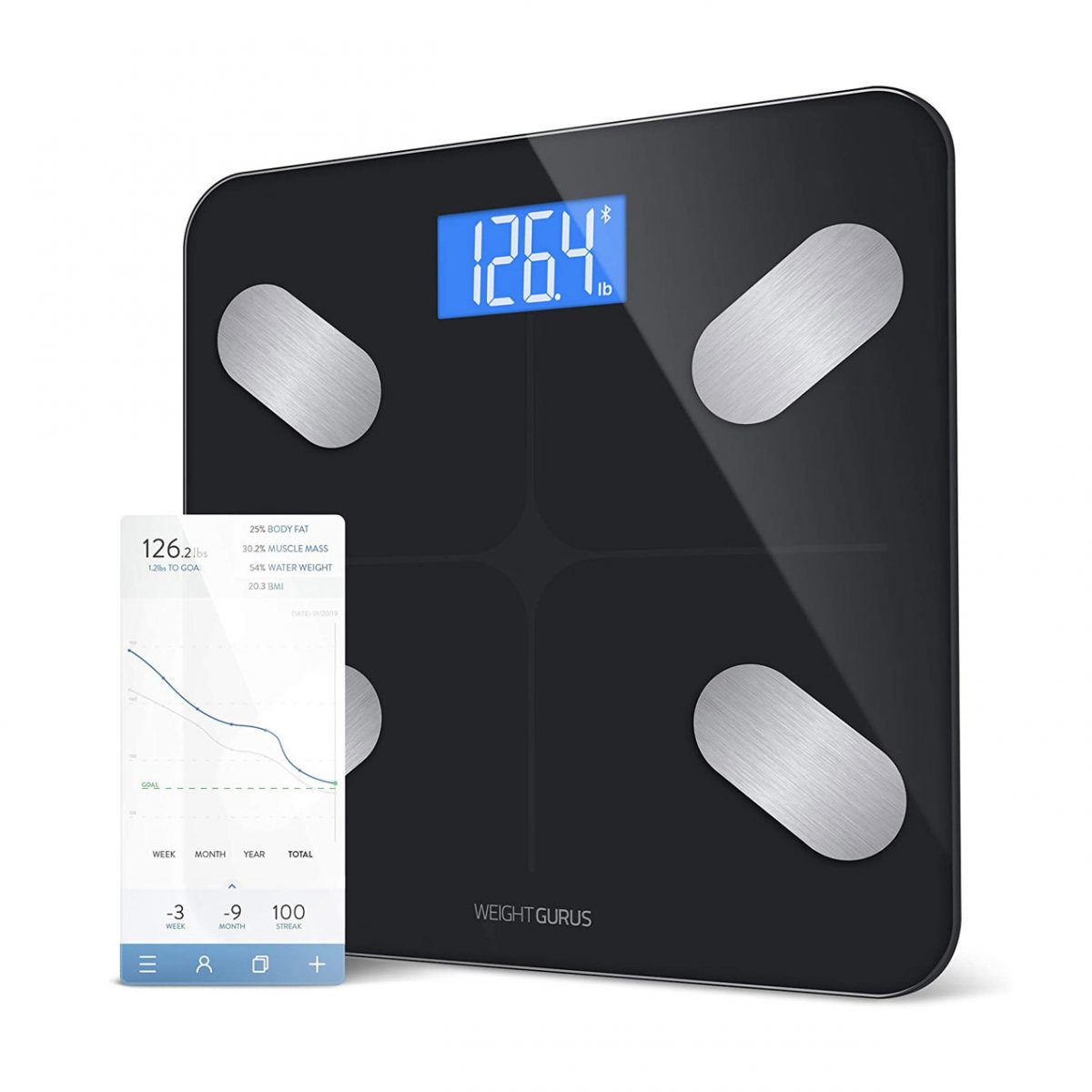 Surpahs DS2 2016 Body Fat Scale, 4 User Recognition, Measures Body Weight,  Fat, Water, Calories, Muscle and Bone Mass