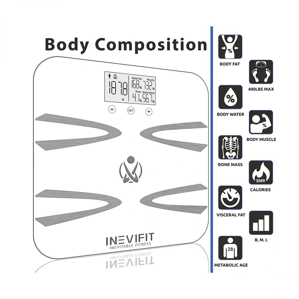 Surpahs DS2 2016 Body Fat Scale, 4 User Recognition, Measures Body Weight,  Fat, Water, Calories, Muscle and Bone Mass