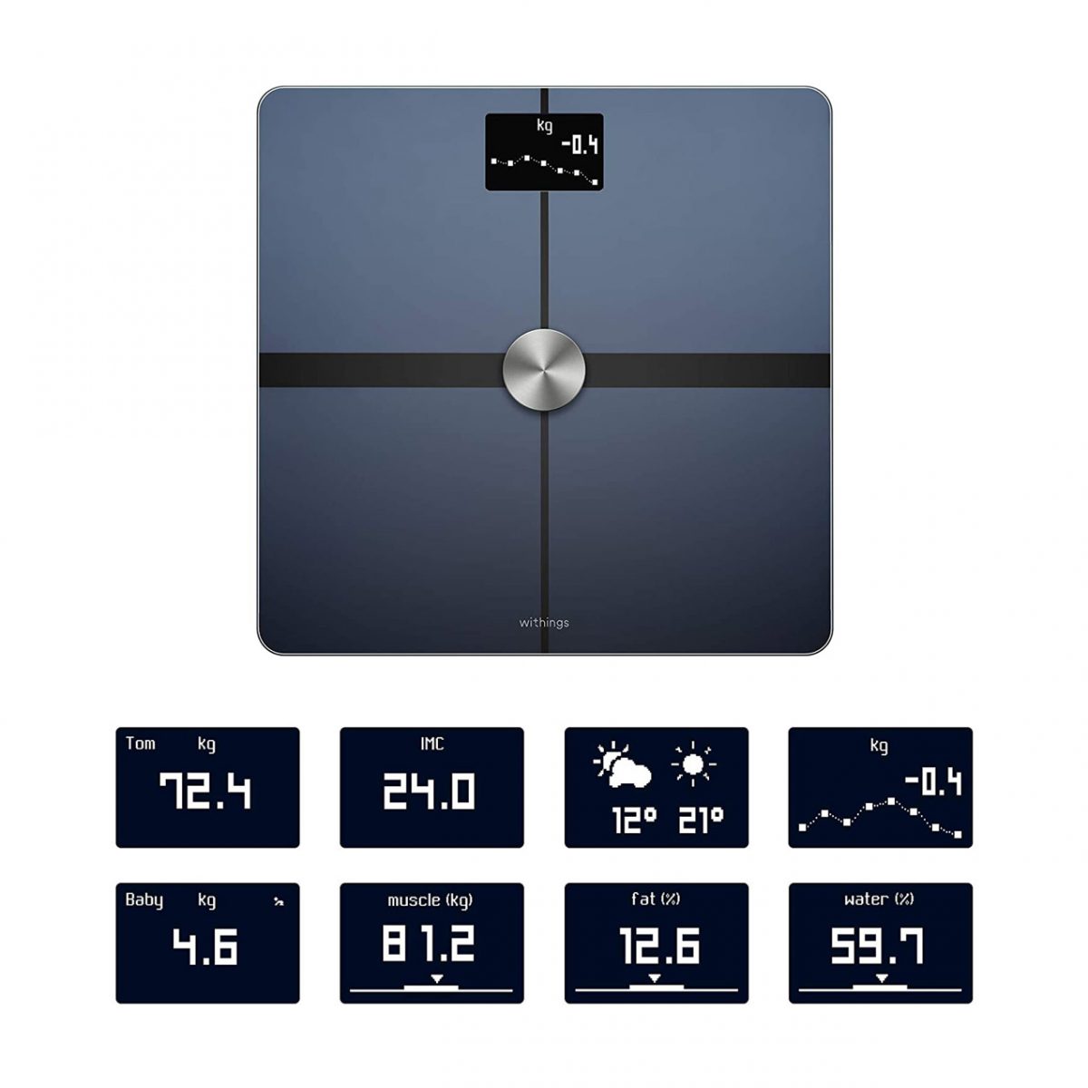 Surpahs DS2 2016 Body Fat Scale, 4 User Recognition, Measures Body Weight,  Fat, Water, Calories, Muscle and Bone Mass