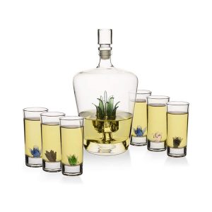 Classy Agave Tequila Decanter with 6 Shot Glasses