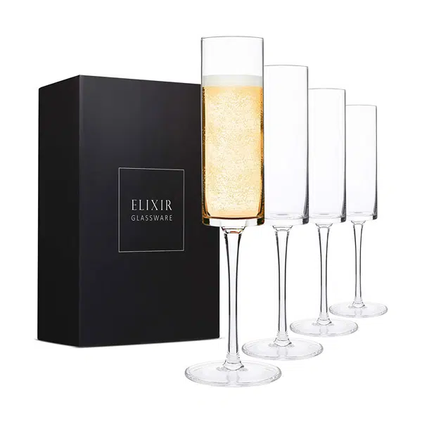 Set of Four Squared Champagne Flutes