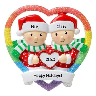 Customizable Gay Couple Christmas Ornament