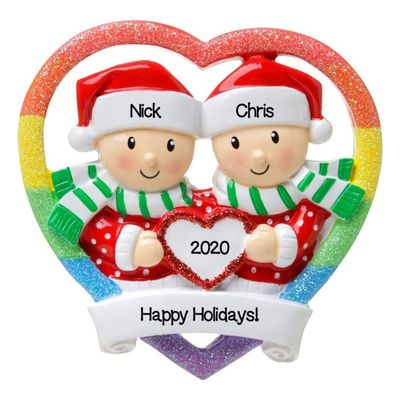 Customizable Gay Couple Christmas Ornament