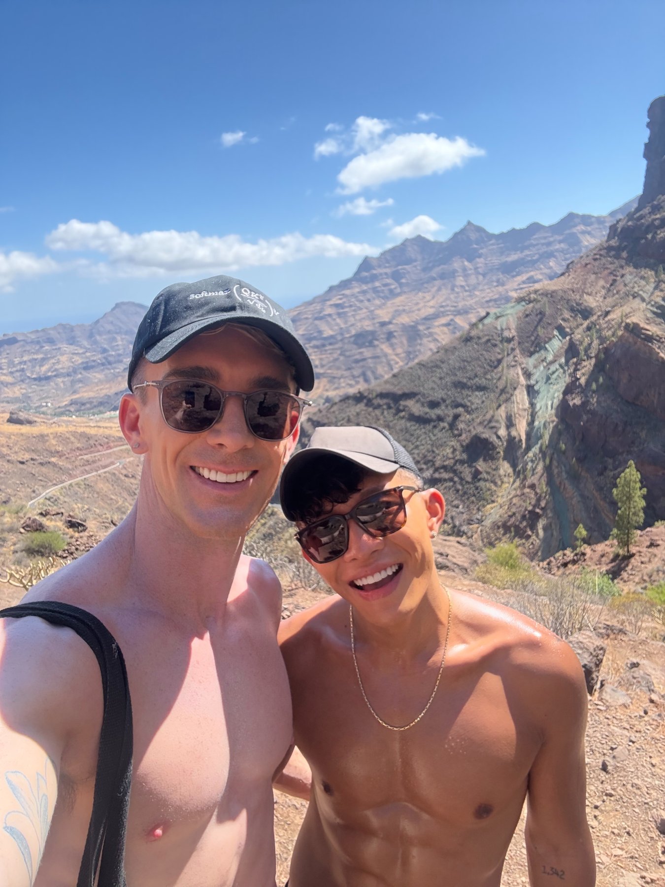 Mark and Beatus on a hike above the multicolored cliffs near Los Azulejos.